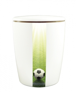 Urnen im online Shop: Urne wei vertikales Motiv Fussball Rasen sofort verfgbar.